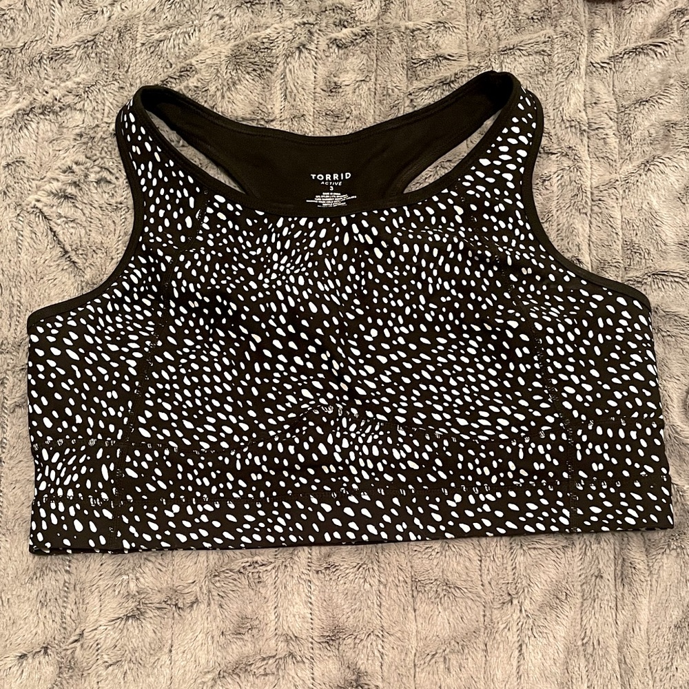 Torrid Black White Dots Sports Bra Size 3